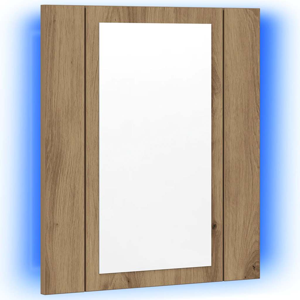 LED Bathroom Mirror Cabinet Artisan Oak 40x12x45 cm Engineered Wood