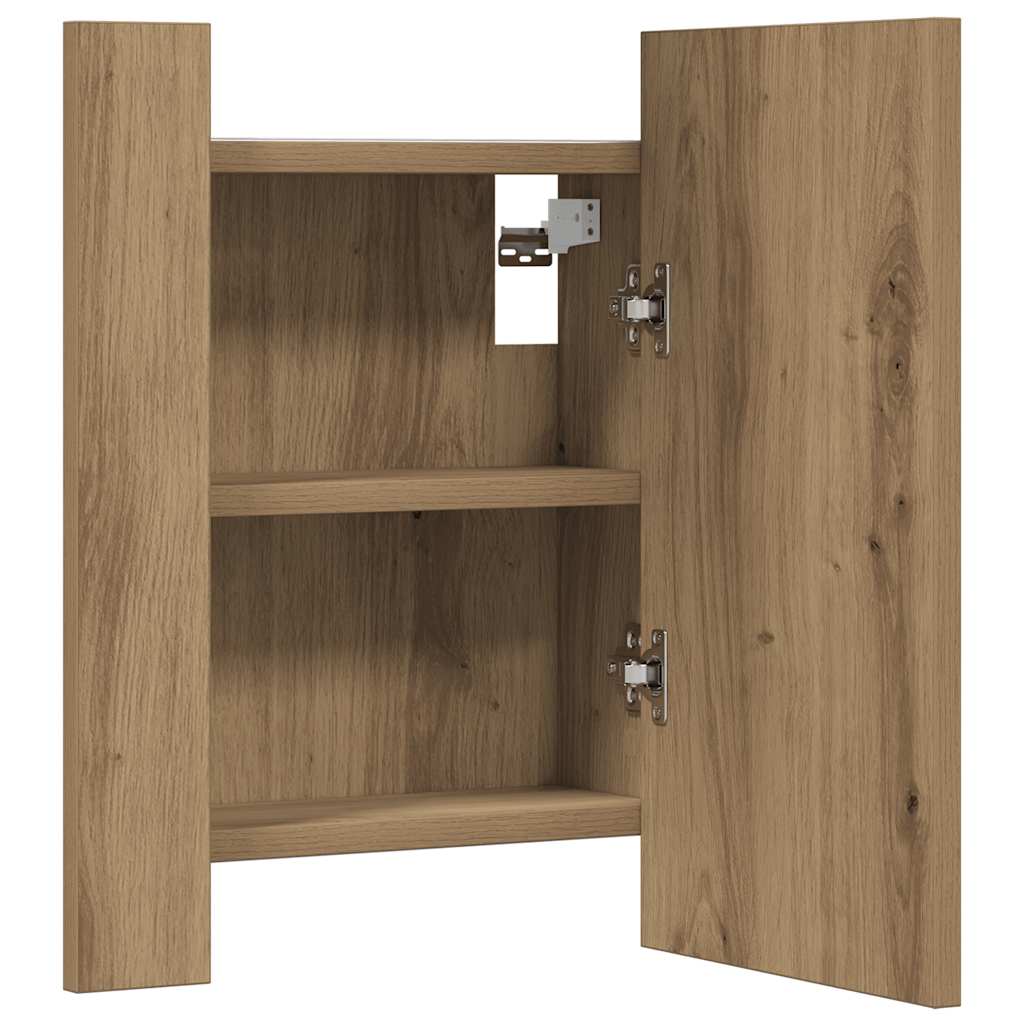 LED Bathroom Mirror Cabinet Artisan Oak 40x12x45 cm Engineered Wood