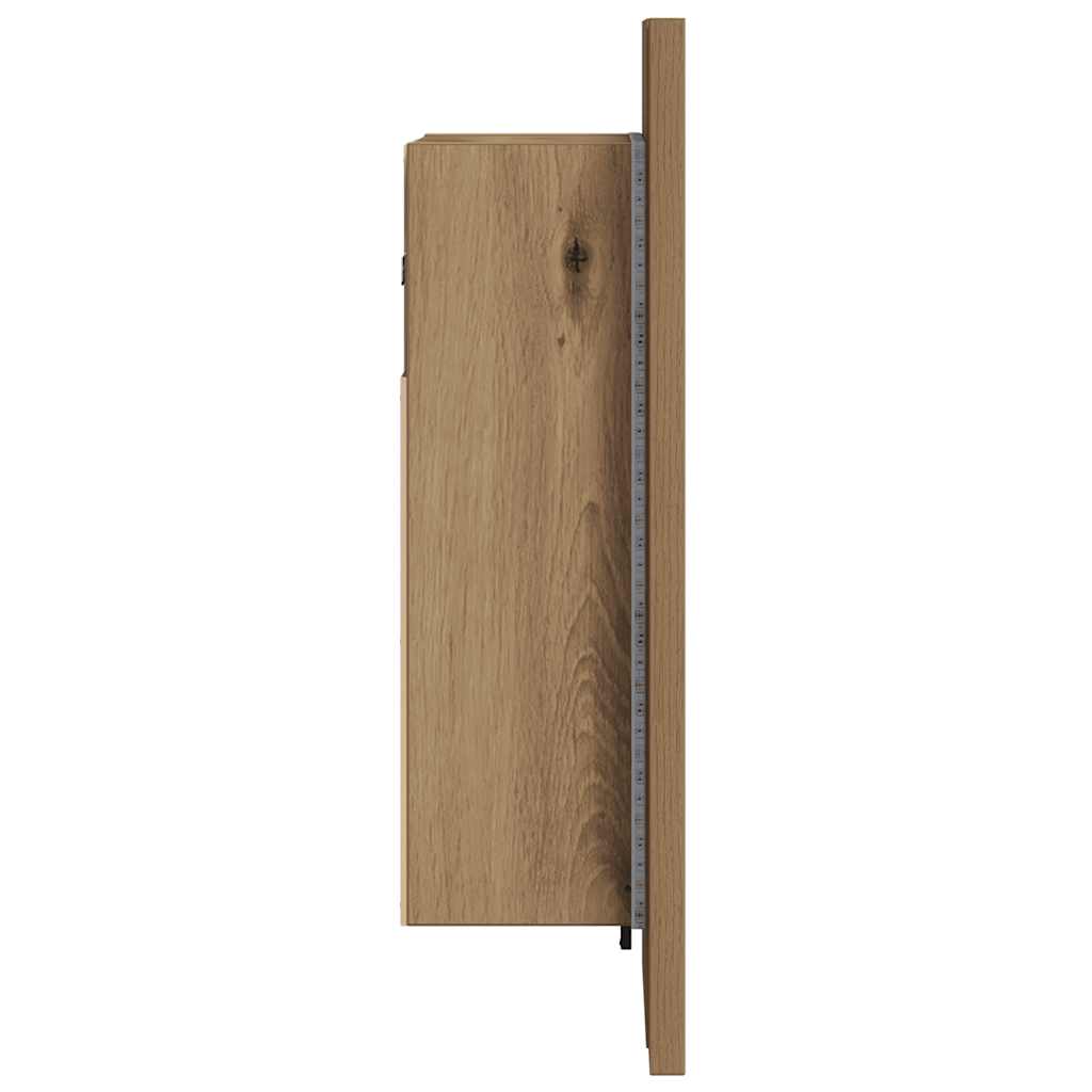 LED Bathroom Mirror Cabinet Artisan Oak 40x12x45 cm Engineered Wood