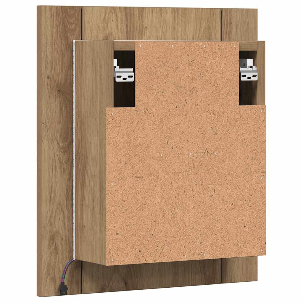 LED Bathroom Mirror Cabinet Artisan Oak 40x12x45 cm Engineered Wood