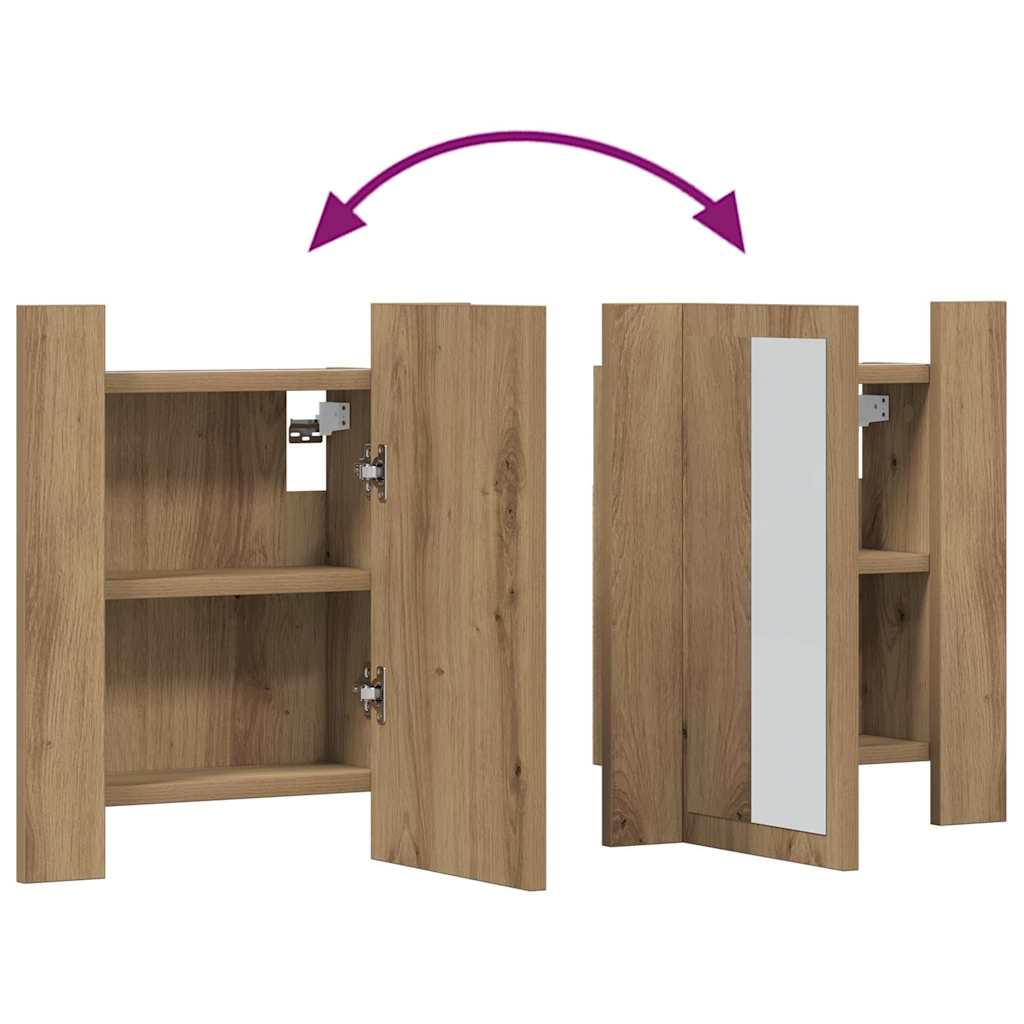 LED Bathroom Mirror Cabinet Artisan Oak 40x12x45 cm Engineered Wood