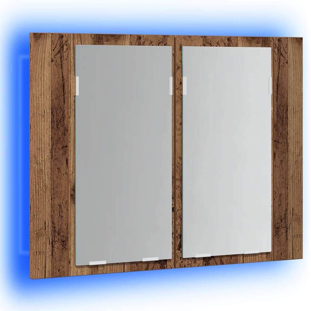 LED Mirror Cabinet Old Wood 60x12x45 cm Engineered Wood