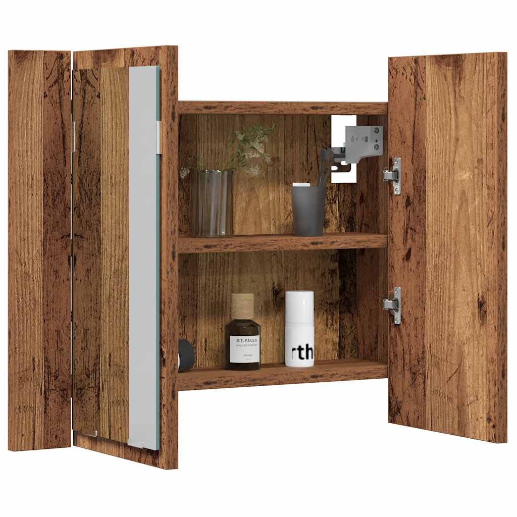 LED Mirror Cabinet Old Wood 60x12x45 cm Engineered Wood