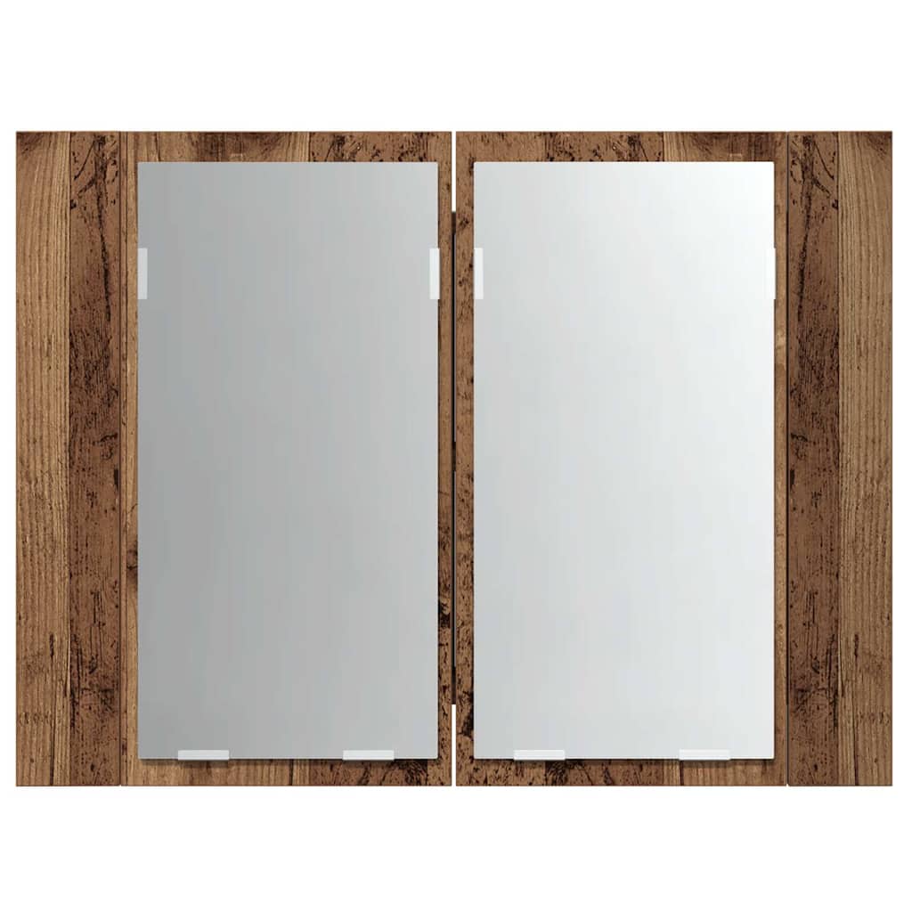 LED Mirror Cabinet Old Wood 60x12x45 cm Engineered Wood