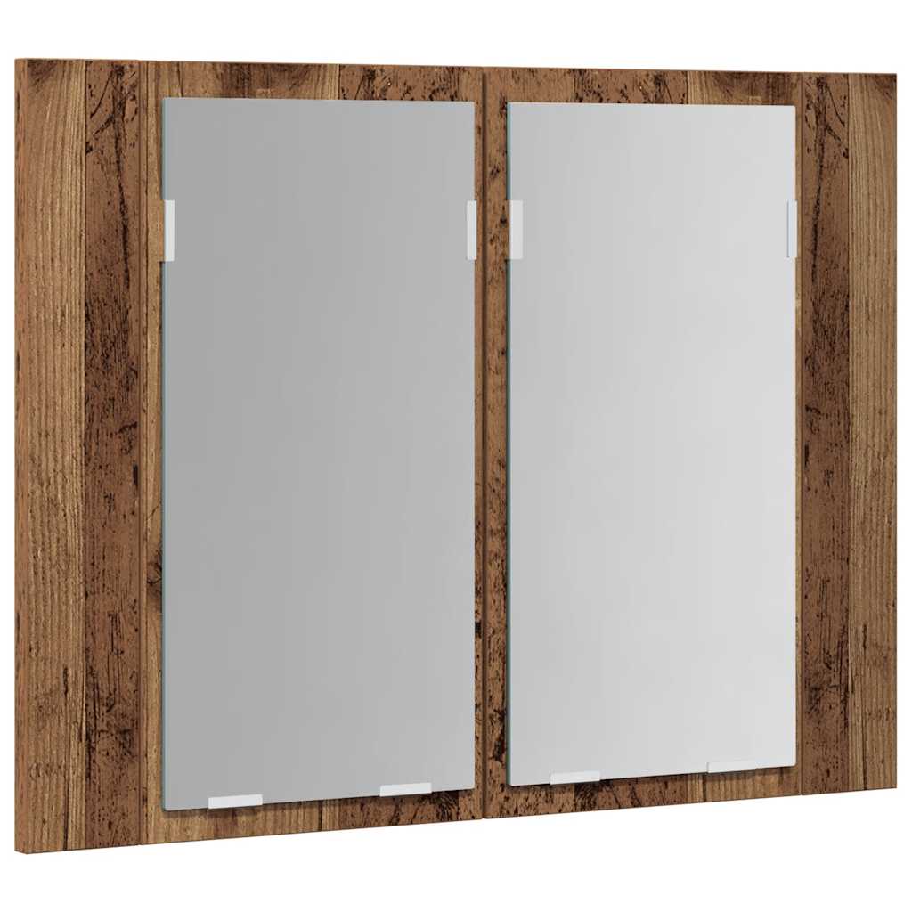 LED Mirror Cabinet Old Wood 60x12x45 cm Engineered Wood