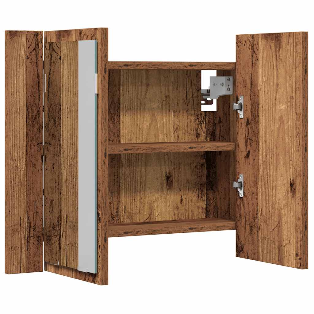 LED Mirror Cabinet Old Wood 60x12x45 cm Engineered Wood