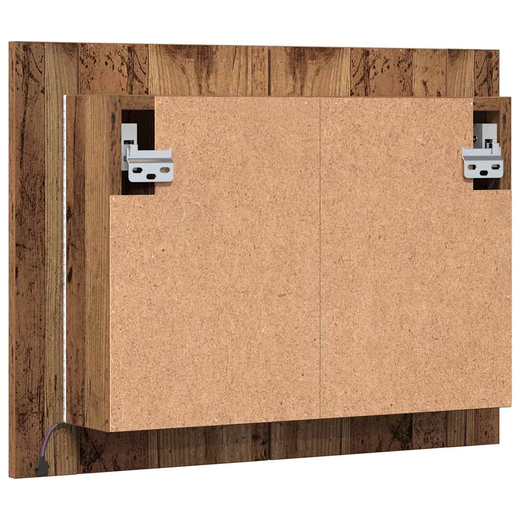 LED Mirror Cabinet Old Wood 60x12x45 cm Engineered Wood