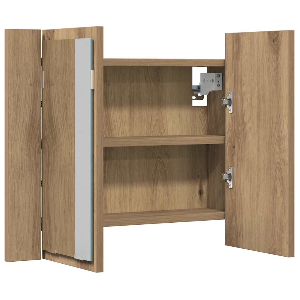 LED Mirror Cabinet Artisan Oak 60x12x45 cm Engineered Wood