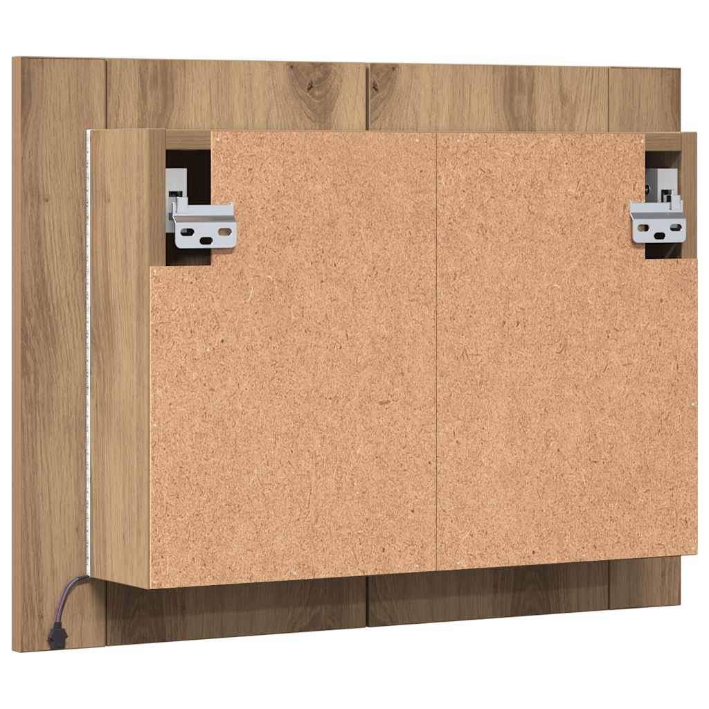 LED Mirror Cabinet Artisan Oak 60x12x45 cm Engineered Wood