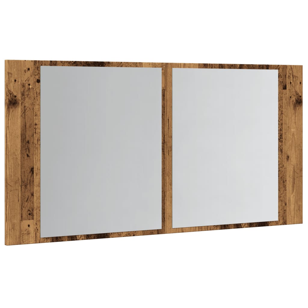 vidaXL LED Mirror Cabinet Old Wood 90x12x45 cm Engineered Wood