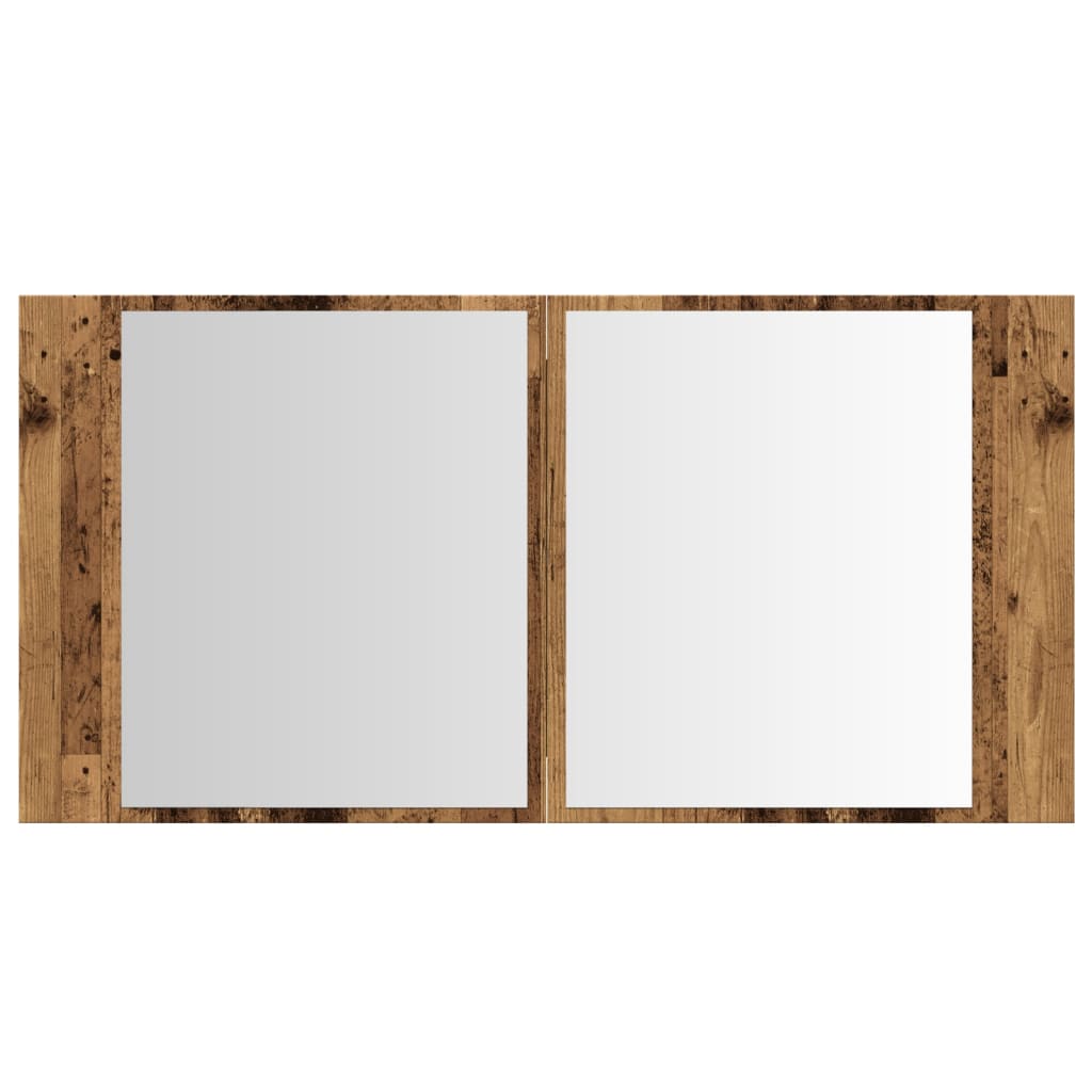 vidaXL LED Mirror Cabinet Old Wood 90x12x45 cm Engineered Wood