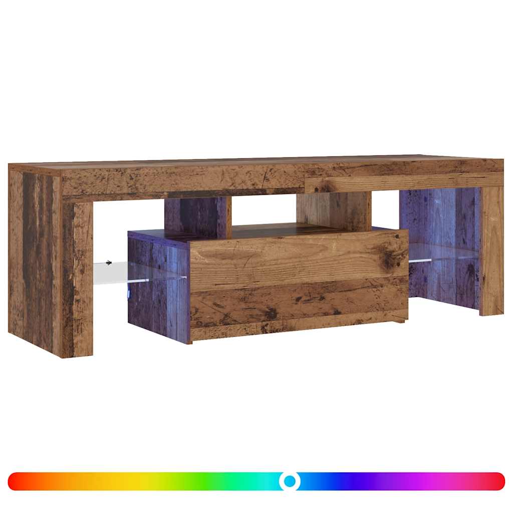 TV Cabinet with LED Lights Old Wood 120x36.5x40 cm