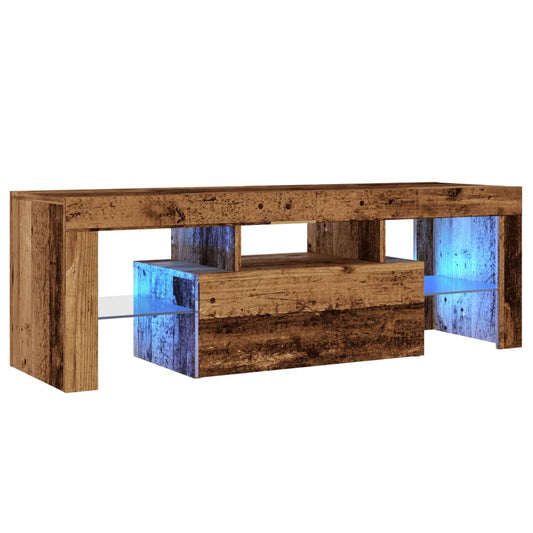 vidaXL TV Cabinet with LED Lights Old Wood 120x36.5x40 cm Engineered Wood