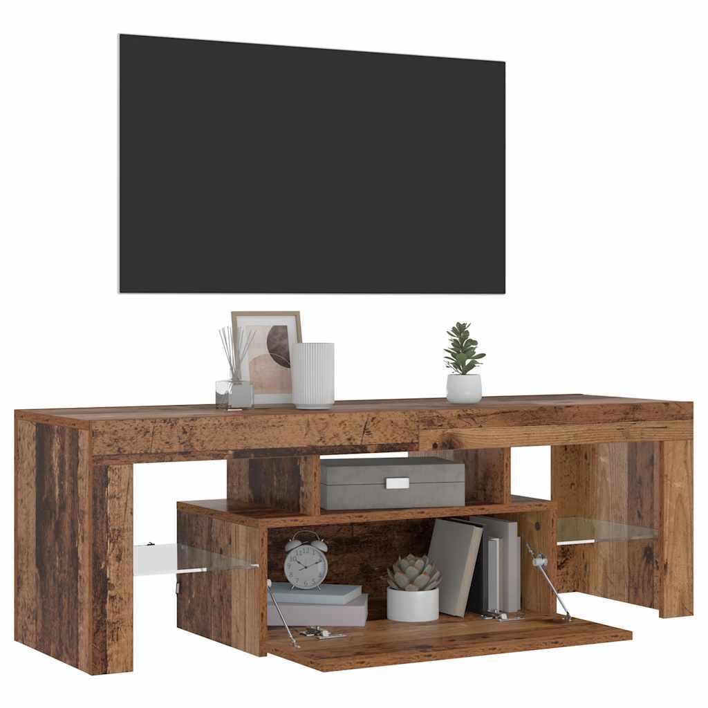 TV Cabinet with LED Lights Old Wood 120x36.5x40 cm