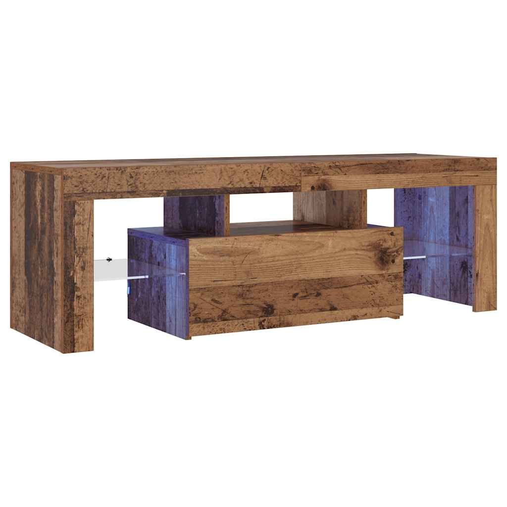 TV Cabinet with LED Lights Old Wood 120x36.5x40 cm