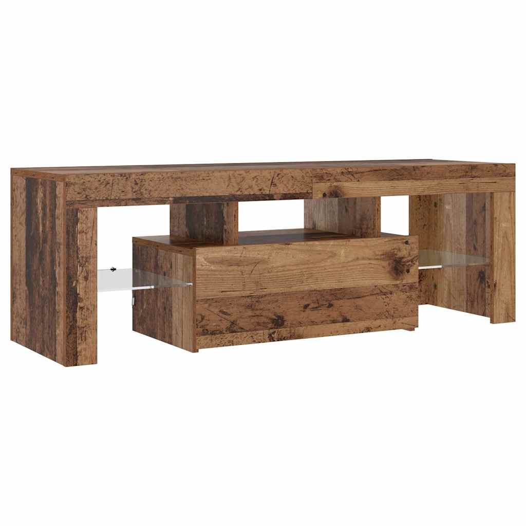 TV Cabinet with LED Lights Old Wood 120x36.5x40 cm