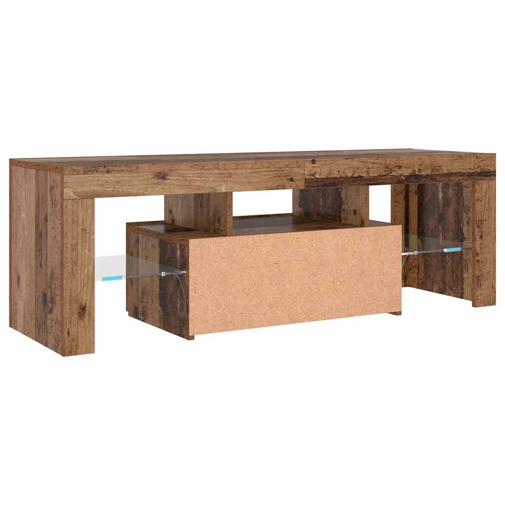 TV Cabinet with LED Lights Old Wood 120x36.5x40 cm