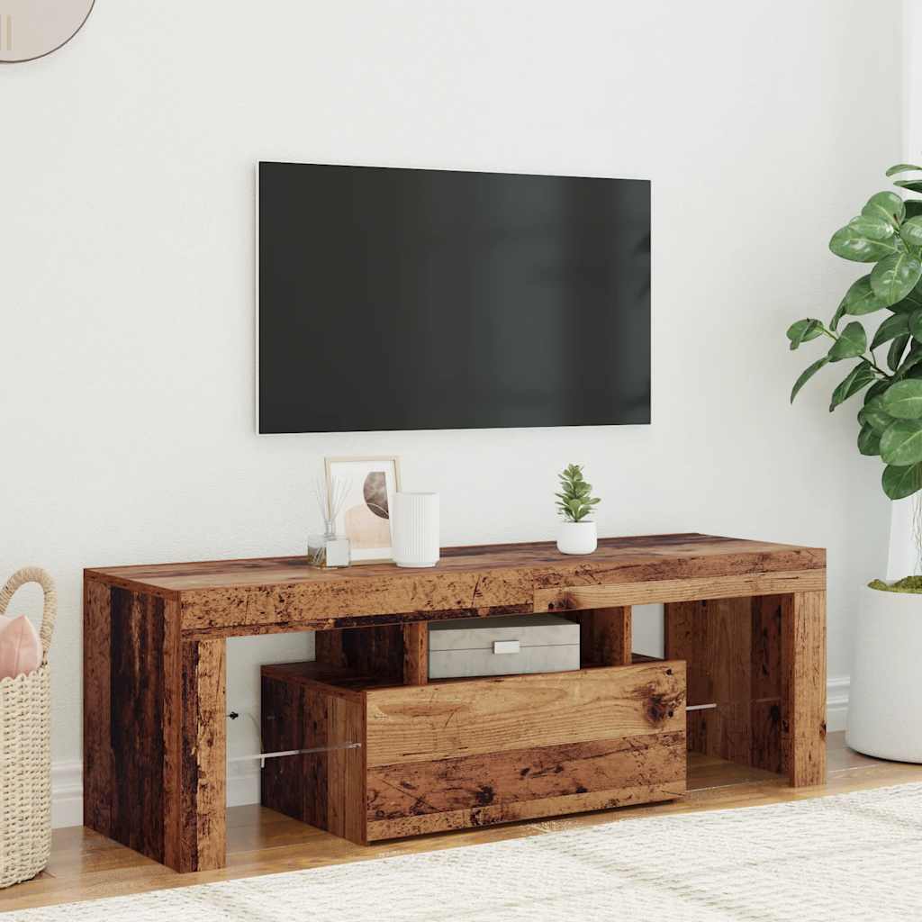TV Cabinet with LED Lights Old Wood 120x36.5x40 cm