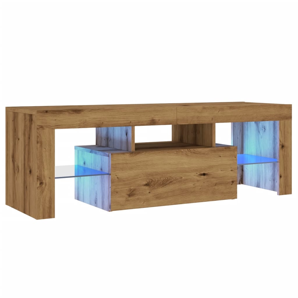 vidaXL TV Cabinet with LED Lights Artisan Oak 120x36.5x40 cm Engineered Wood