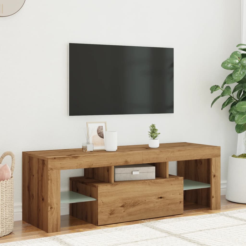 vidaXL TV Cabinet with LED Lights Artisan Oak 120x36.5x40 cm Engineered Wood