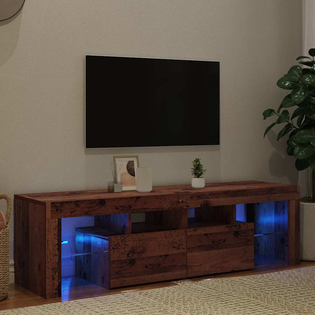 TV Cabinet with LED Lights Old Wood 140x36.5x40 cm