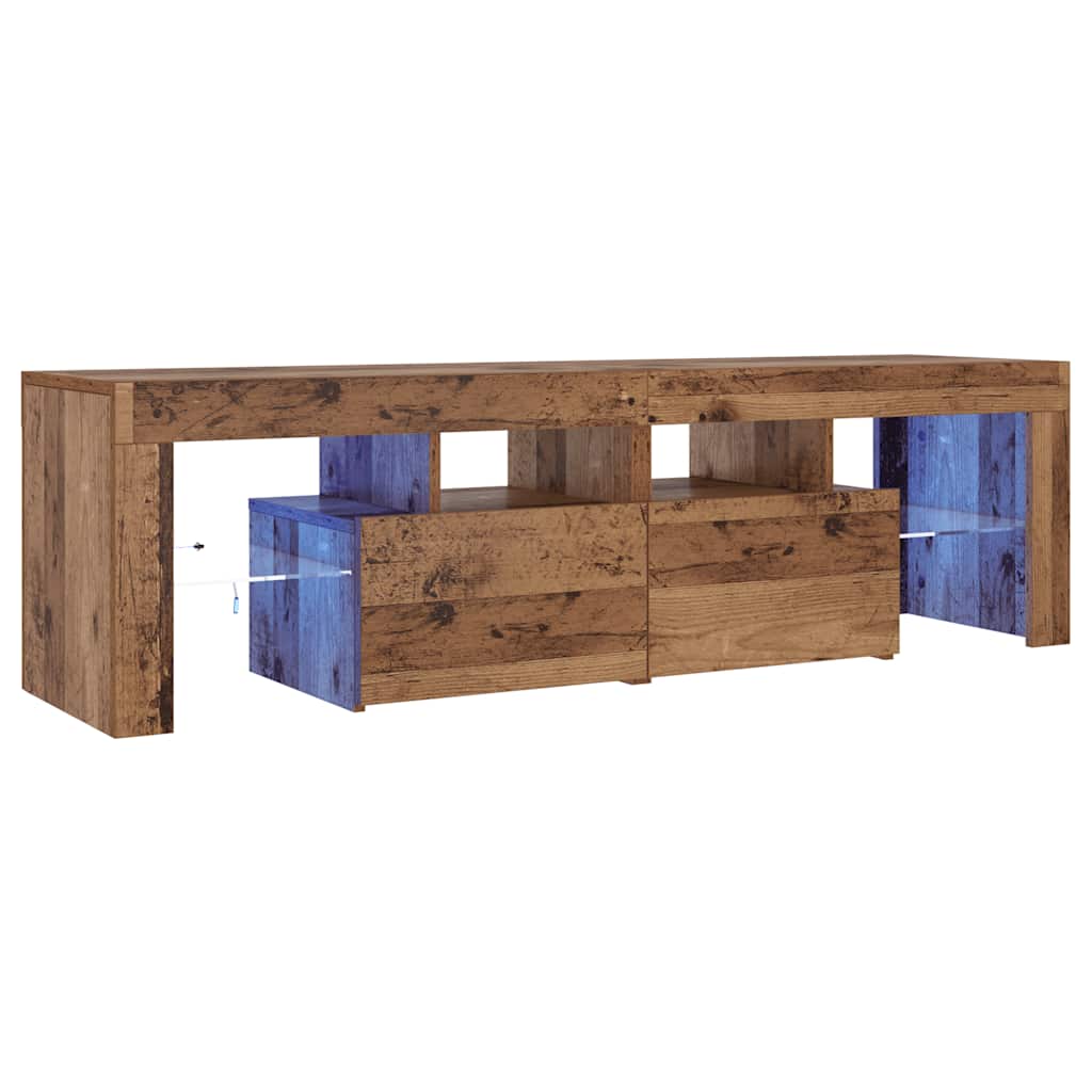 TV Cabinet with LED Lights Old Wood 140x36.5x40 cm