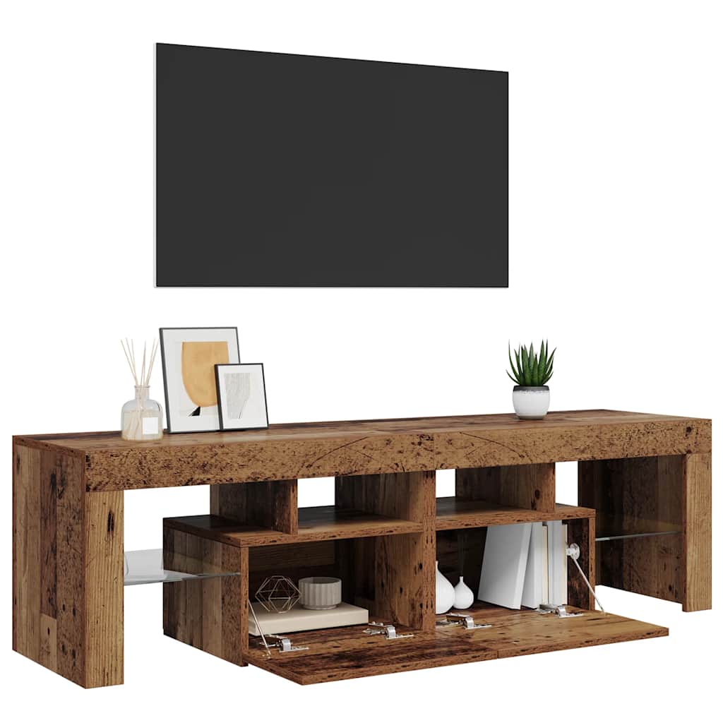TV Cabinet with LED Lights Old Wood 140x36.5x40 cm