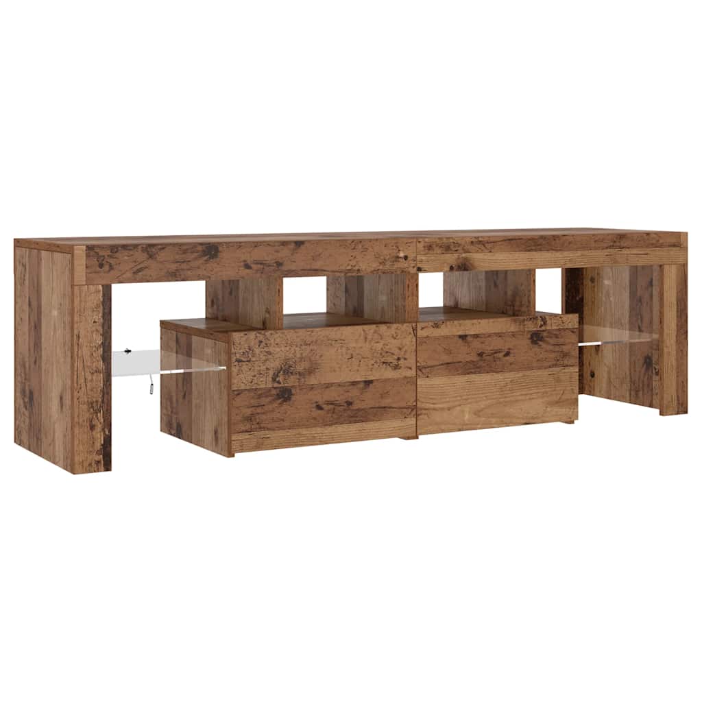 TV Cabinet with LED Lights Old Wood 140x36.5x40 cm