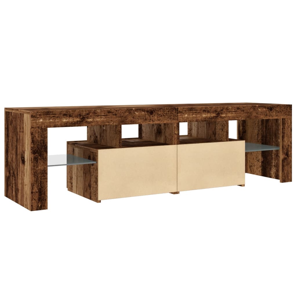 vidaXL TV Cabinet with LED Lights Old Wood 140x36.5x40 cm Engineered Wood