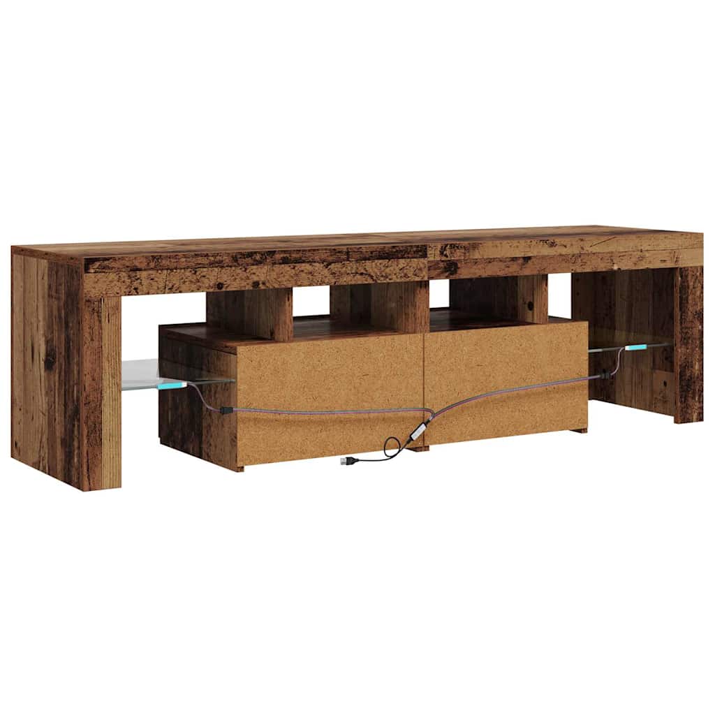 TV Cabinet with LED Lights Old Wood 140x36.5x40 cm