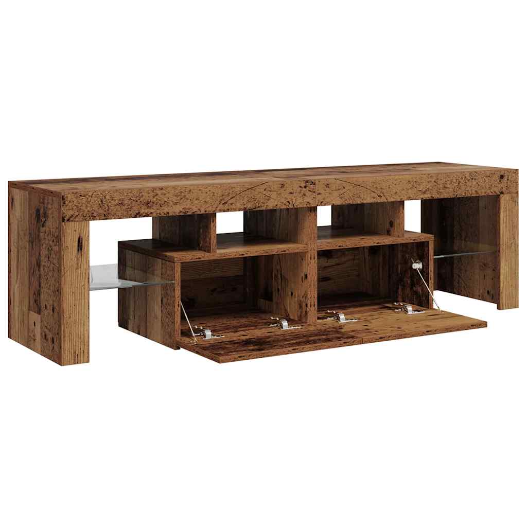 TV Cabinet with LED Lights Old Wood 140x36.5x40 cm
