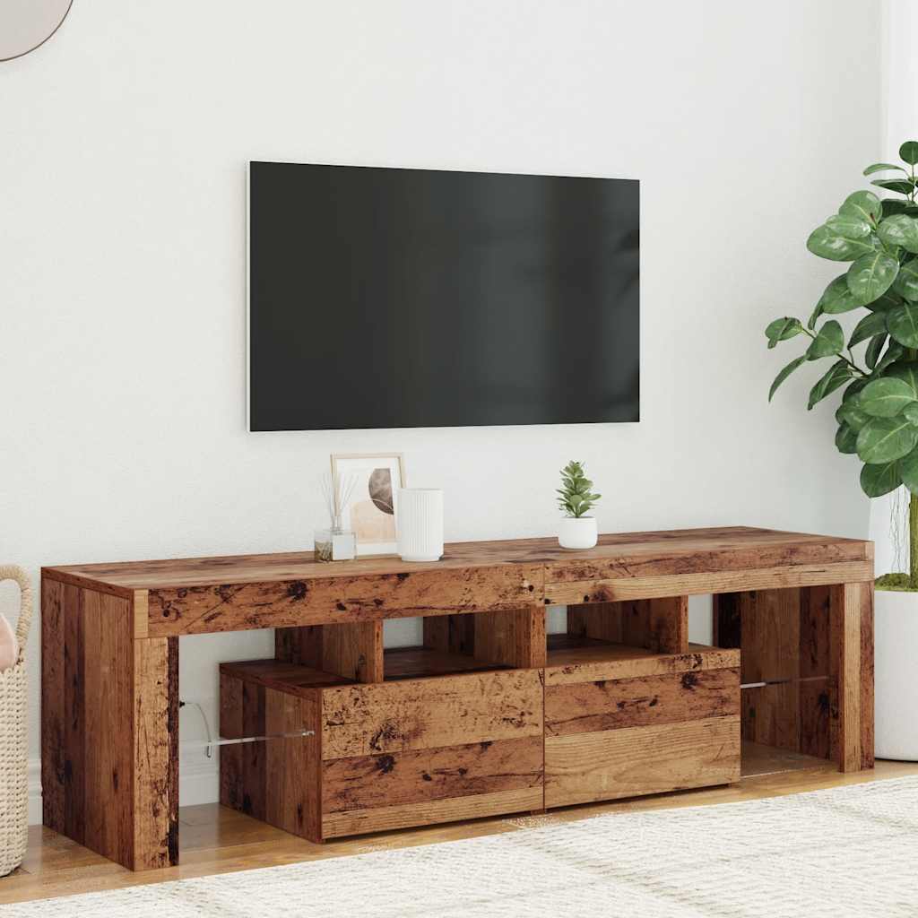 TV Cabinet with LED Lights Old Wood 140x36.5x40 cm