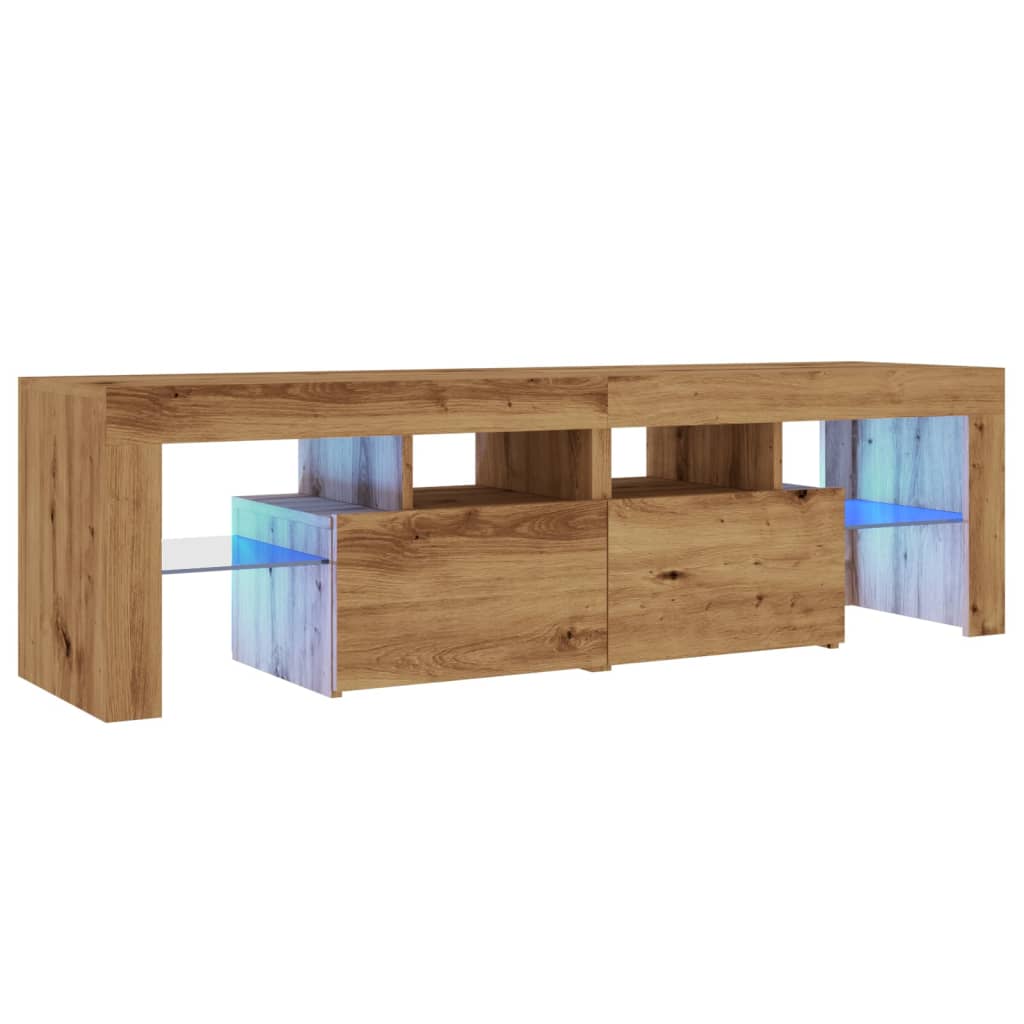 vidaXL TV Cabinet with LED Lights Artisan Oak 140x36.5x40 cm Engineered Wood