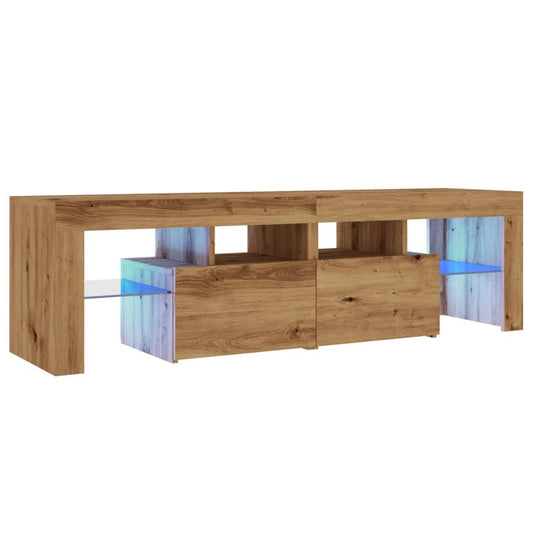 vidaXL TV Cabinet with LED Lights Artisan Oak 140x36.5x40 cm Engineered Wood