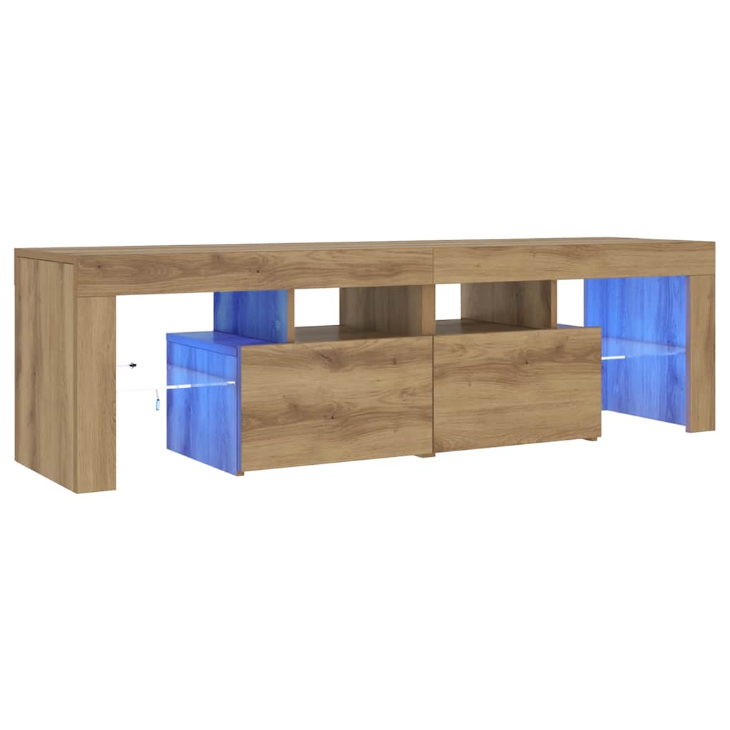 TV Cabinet with LED Lights Artisan Oak 140x36.5x40 cm