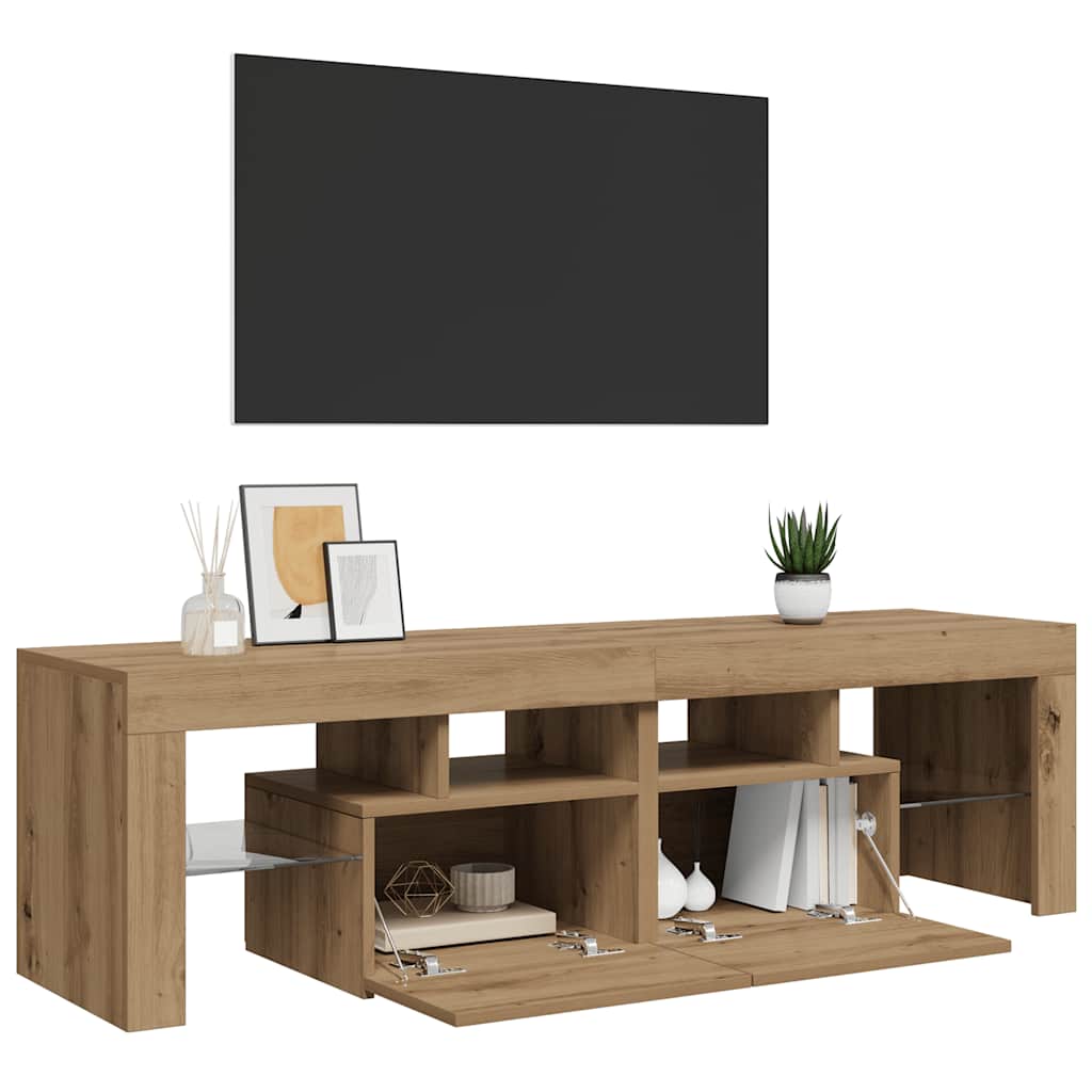 TV Cabinet with LED Lights Artisan Oak 140x36.5x40 cm