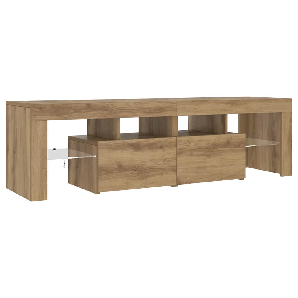 TV Cabinet with LED Lights Artisan Oak 140x36.5x40 cm