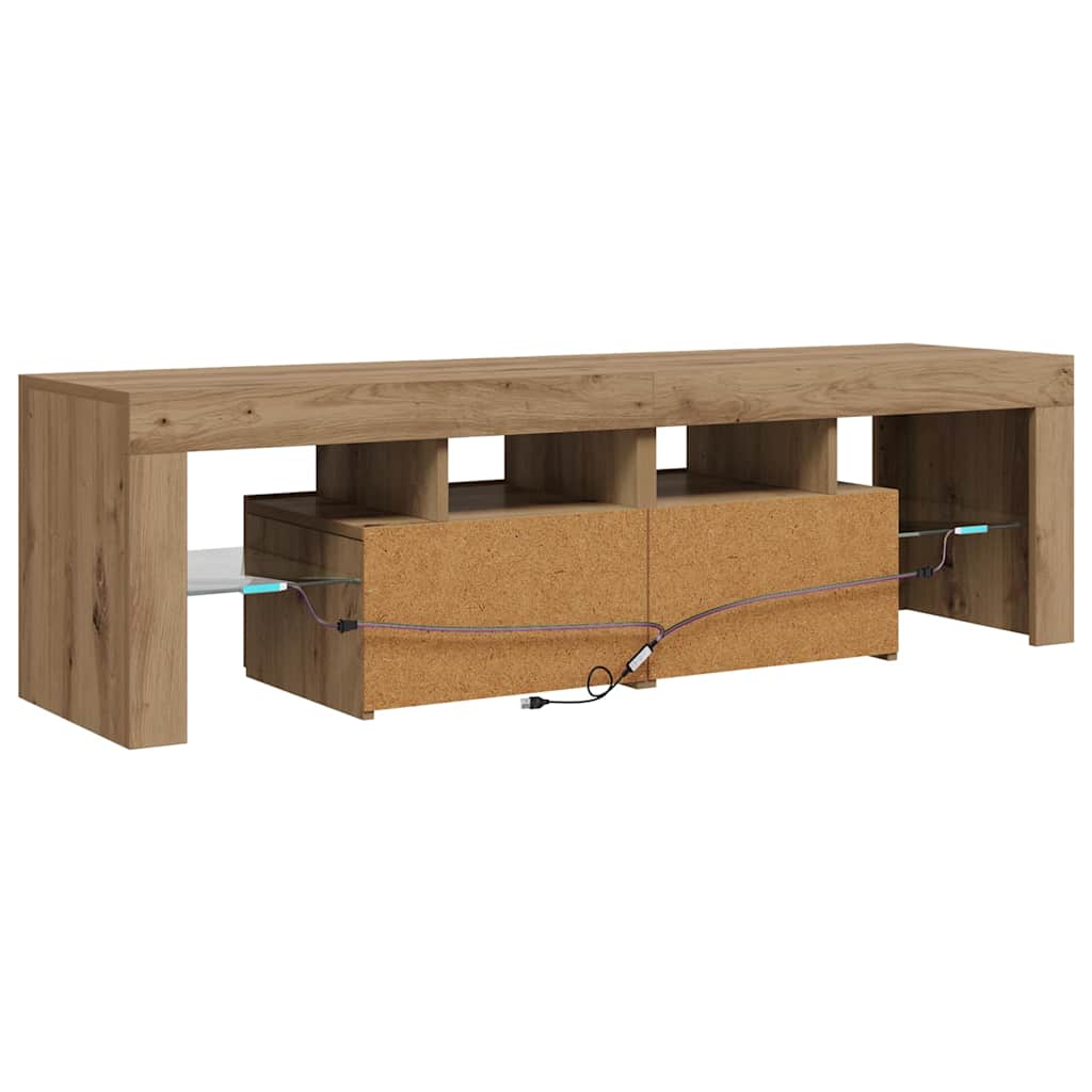 TV Cabinet with LED Lights Artisan Oak 140x36.5x40 cm