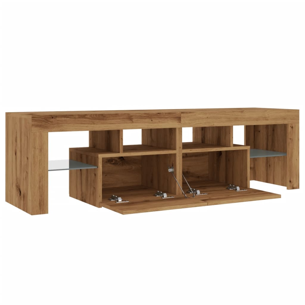 vidaXL TV Cabinet with LED Lights Artisan Oak 140x36.5x40 cm Engineered Wood