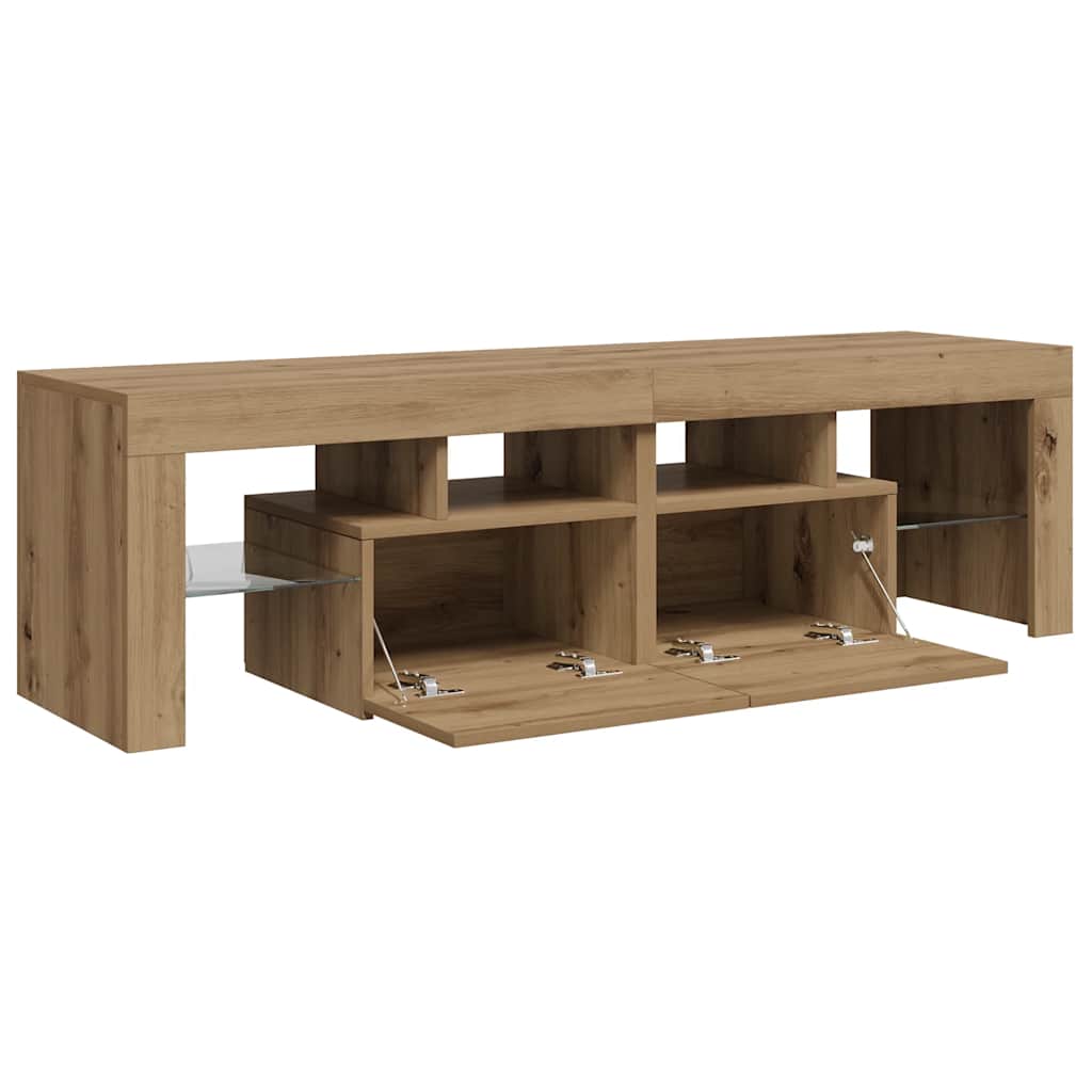 TV Cabinet with LED Lights Artisan Oak 140x36.5x40 cm