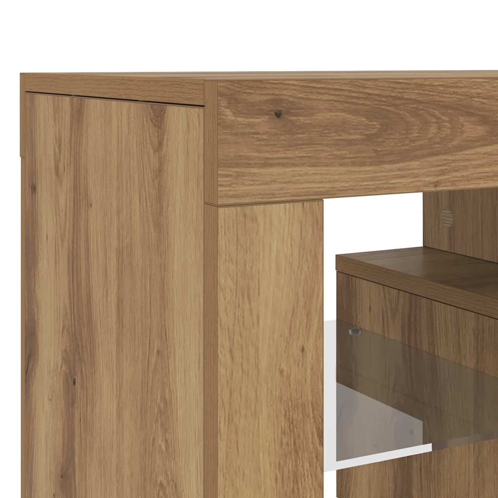TV Cabinet with LED Lights Artisan Oak 140x36.5x40 cm
