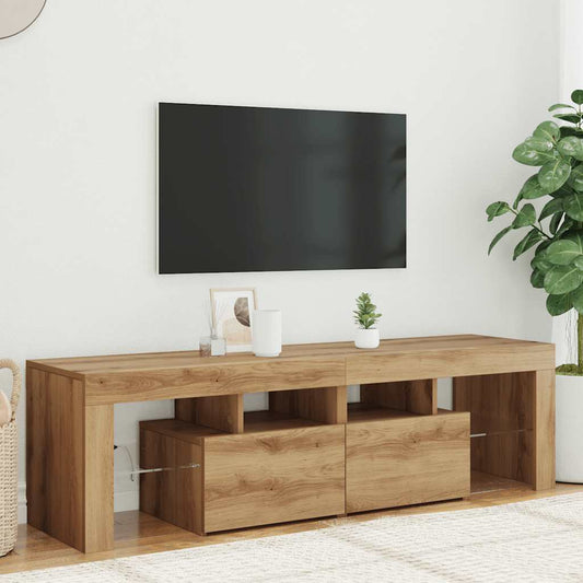TV Cabinet with LED Lights Artisan Oak 140x36.5x40 cm Engineered Wood