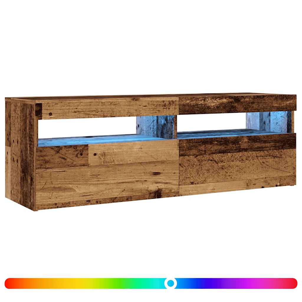TV Cabinet with LED Lights Old Wood 120x35x40 cm Engineered Wood