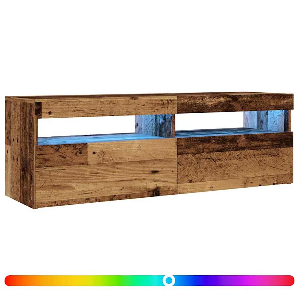 TV Cabinet with LED Lights Old Wood 120x35x40cm Engineered Wood