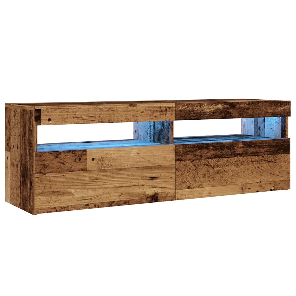 TV Cabinet with LED Lights Old Wood 120x35x40cm Engineered Wood