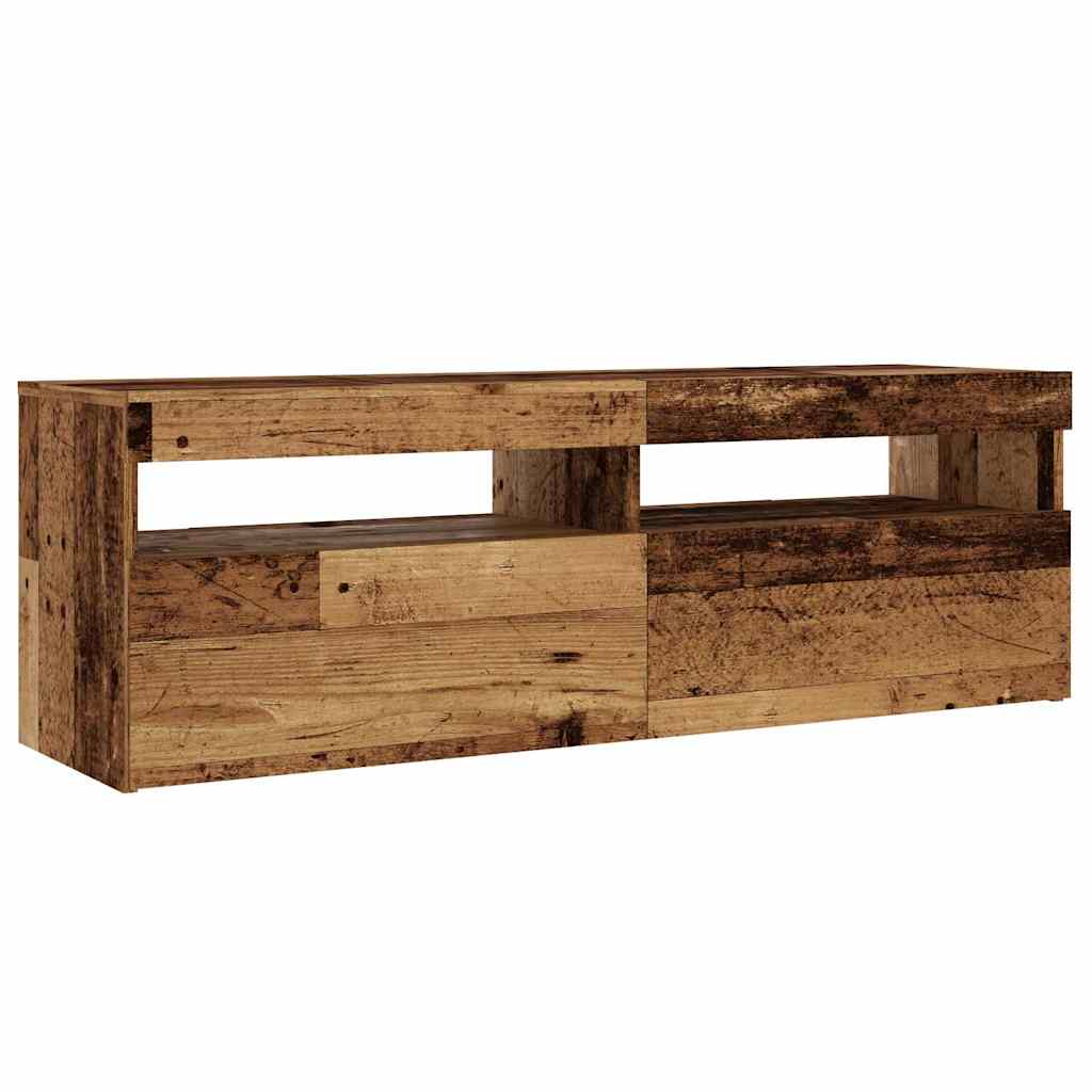 TV Cabinet with LED Lights Old Wood 120x35x40cm Engineered Wood