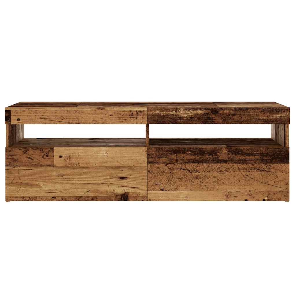 TV Cabinet with LED Lights Old Wood 120x35x40cm Engineered Wood