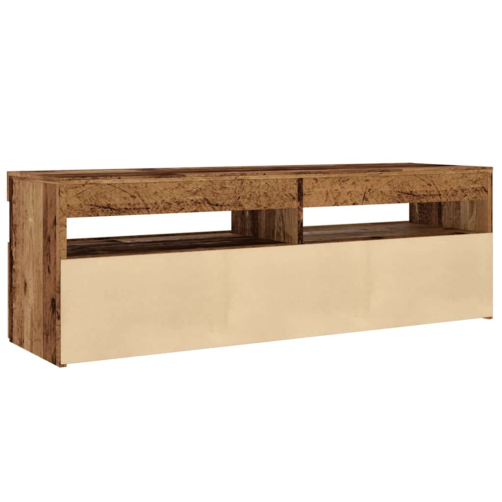 vidaXL TV Cabinet with LED Lights Old Wood 120x35x40 cm Engineered Wood