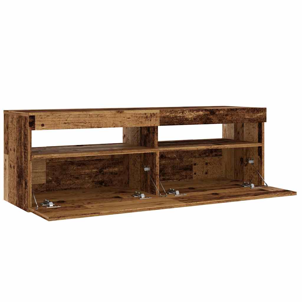 vidaXL TV Cabinet with LED Lights Old Wood 120x35x40 cm Engineered Wood