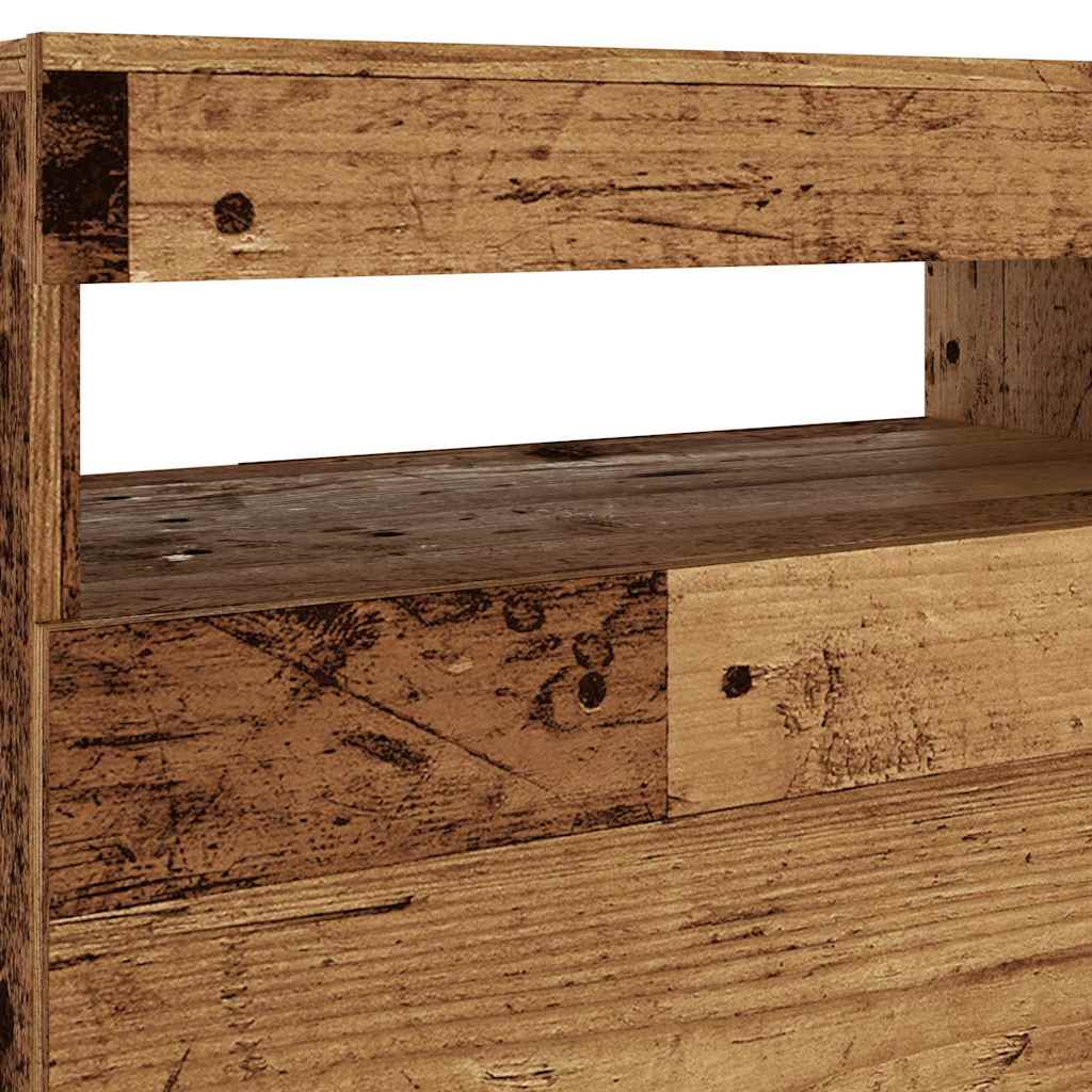 TV Cabinet with LED Lights Old Wood 120x35x40cm Engineered Wood